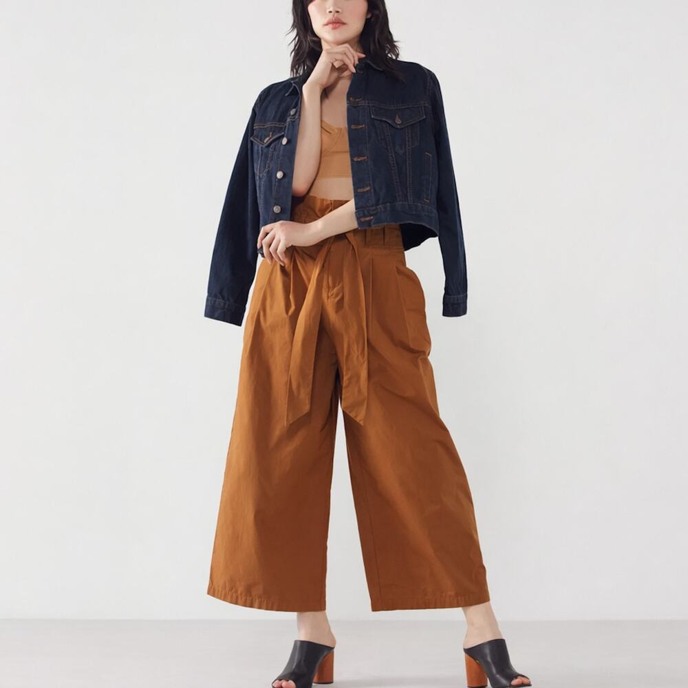 Urban Outfitters Kimchi Blue Simone Paperbag Trousers 6 Brown Wide Leg Pants